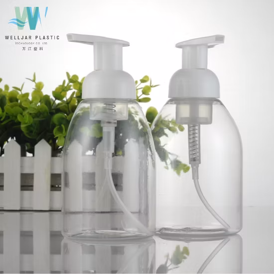 Bouteille ronde de pompe à mousse cosmétique en plastique pour animaux de compagnie de 400 ml