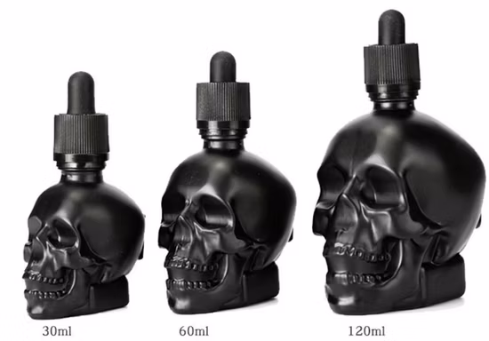 Flacon compte-gouttes en verre crâne 30ml, flacon compte-gouttes liquide, bouteille d'huile de parfum avec mamelon